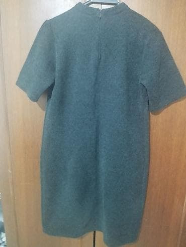 sumqa: Tünd boz rəngdə qadın paltarı - Model: minimalistik, düz kəsim - — 2