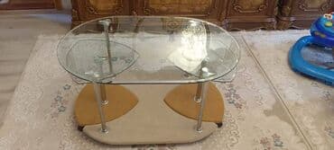 угловой журнальный столик: Журнальный стол, Б/у, Раскладной, Стекло, Угловой стол — 3