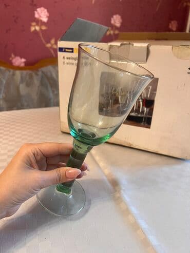 Lüğətlər: Qədəhlər, rəng - Yaşıl, Şüşə, 6 ədədli dəst, 250 ml — 5