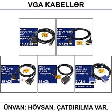 apple komputer: HDMİ DVİ VGA Display Port Type-C USB Kabellər 📍Ünvan: Bakı şəh — 8