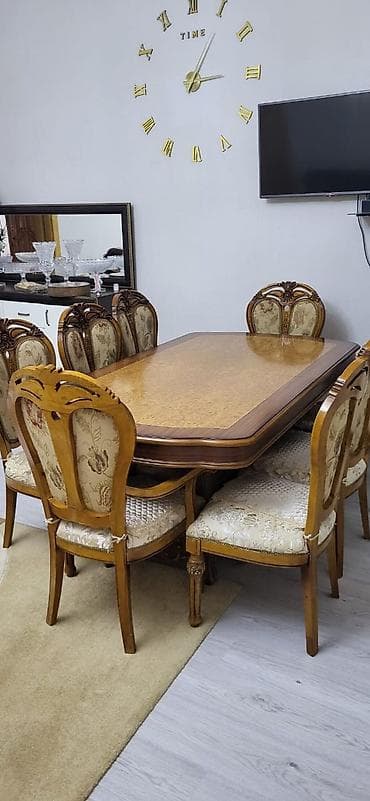 ağ stol: Qonaq otağı üçün, Dördbucaq masa, 8 stul — 2