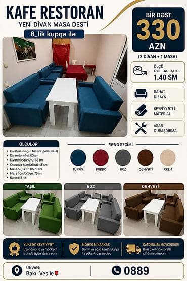 divan restoran ucun: Kafe restoran uçun yeni divan masa desti 8_lik kupqa ile ölçu.qollar — 1