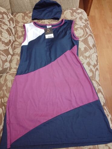 женские купальники на завязках: Çimərlik, hovuz üçün üzgüçülük kostyumu. Papaq, mayka, şort dəsti. 42 — 1