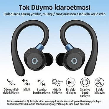 Qulaqcıqlar: Yeni Simsiz (Bluetooth) Qulaqcıqlar, rəng - Qara — 2