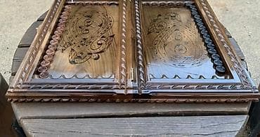 sport çanta: Taxta nərd/şahmat dəsti – əl oyma naxışlı - Material: bərk ağac (əl — 4