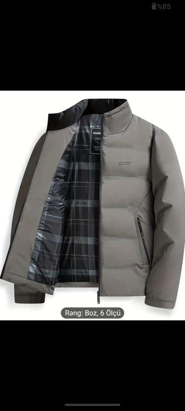 Kişi qış gödəkçəsi – Trendy stil, boz rəng - Rəng: Boz - Ölçülər: 2XL