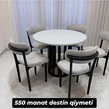 Mətbəx üçün, Yeni, Açılmayan, Yumru masa, 4 stul