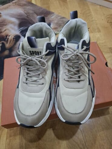 женские розовые кеды: Unisex idman ayaqqabısı - Rəng: bej-krem tonlarında, tünd mavi/boz — 2