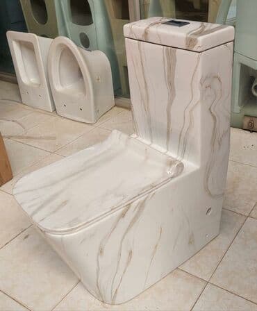 unitac qiymeti: Ağ və bej rəngli mərmər dizaynlı unitaz. Bu unitaz, həm müasir — 1