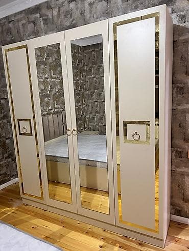 dolab skaf: 4 qapılı güzgülü paltar şkafı - Dizayn: Ön tərəfdə 2 ədəd tam ölçülü — 1