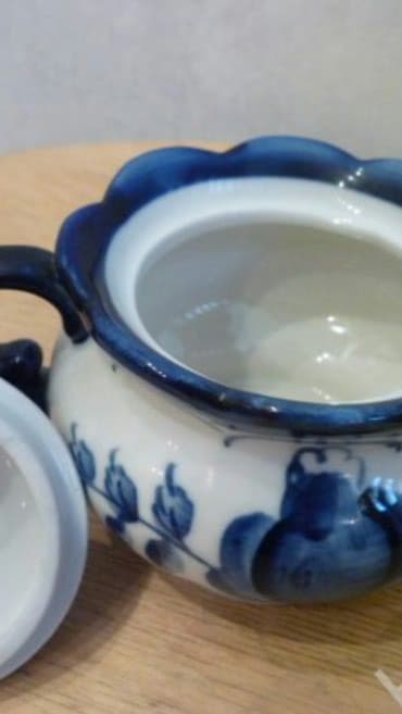 сахарница: Старинная сахарница Гжель.Клеймо треугольник — 3