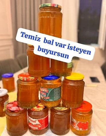 tort sekileri: Təbii bal – şüşə bankalarda Tam Qatqısız - Şəffaf, qızılı rəngli — 1