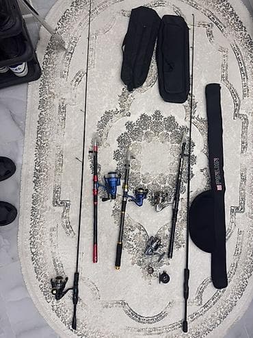 Velosiped ehtiyyat hissələri: Balıqçılıq üçün tam dəst - 2 ədəd fırlanan çarx (spinning reel): • — 10