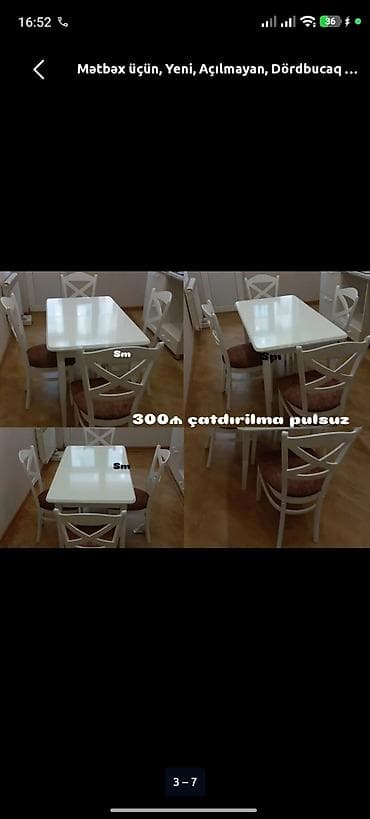 plastik stullar: Mətbəx üçün, Yeni, Açılmayan, Dördbucaq masa, 4 stul — 1