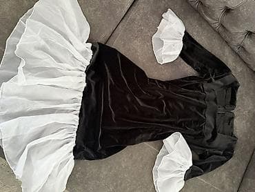 klyos don modelleri: Qara məxməri don – ağ şifon detallarla - Model: Uzunqol, bədənə — 1