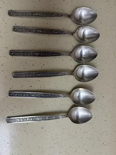 desert qasigi: 6 ədəd metal çay qaşığı dəsti - Material: paslanmayan metal ərintisi — 1