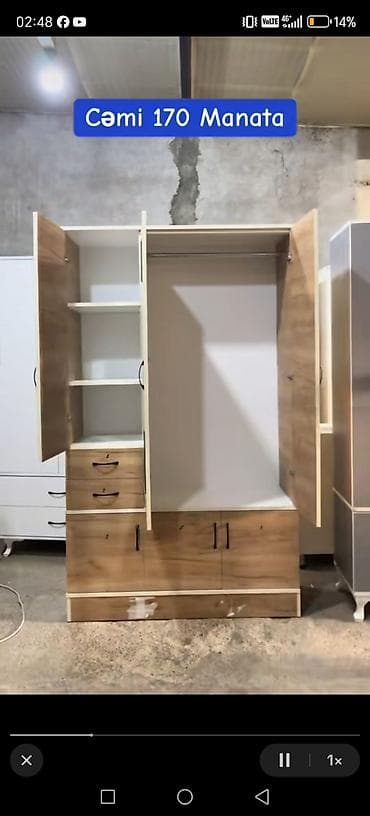 3 qapılı dolab: 3 qapılı, Bej, Digər material, Açılan, Düz dolab — 8