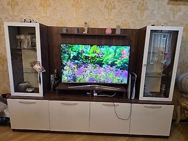Прямой ТВ стенд, С полками, Ламинат