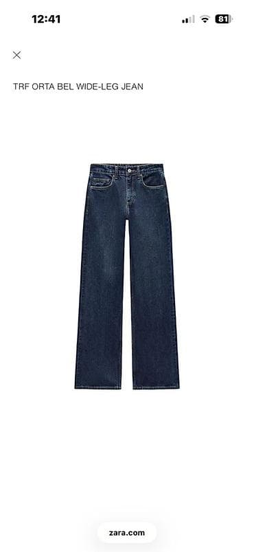 bol şalvar: ZARA TRF orta bel, geniş ayaqlı cins şalvar - Model: TRF Orta Bel — 1