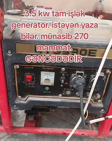 stabilizator satiram: 3.5 kW benzin generatoru - Güc: 3.5 kW - Çıxışlar: AC 220–230V — 2