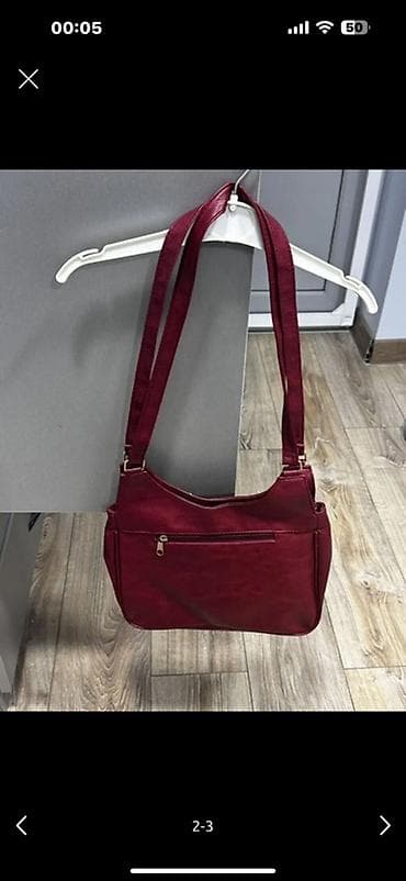il: Bordo rəngli qadın çantası - Material: süni dəri (bordo, yumşaq — 2