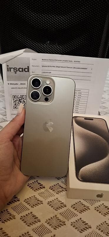 IPhone 15 Pro Max, 256 GB, Natural Titanium, Face ID lalafo.az -da IPhone 15 Pro Max, 256 GB, Natural Titanium, Face ID