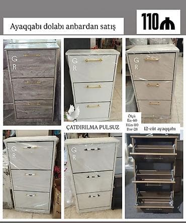 Ayaqqabı dolabı – anbardan satış • Model: 3 qapaqlı, açılıb-bağlanan