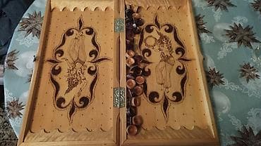 idman kompleksi: Ağac oyma nərd dəsti - Material: tam ağac (cilalanmış), əl işi oyma — 3