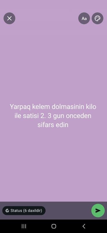 Yarpaqlı kələm dolması – kilo ilə hazırlanıb satılır. - Ev üsulu