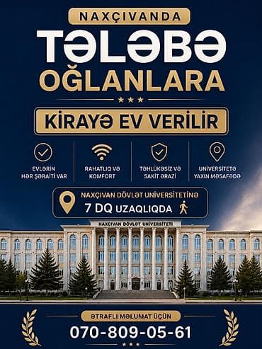 ev satilir type 1: Naxçıvanda tələbə oğlanlara kirayə evlər təklif olunur. Evlərdə hər — 1