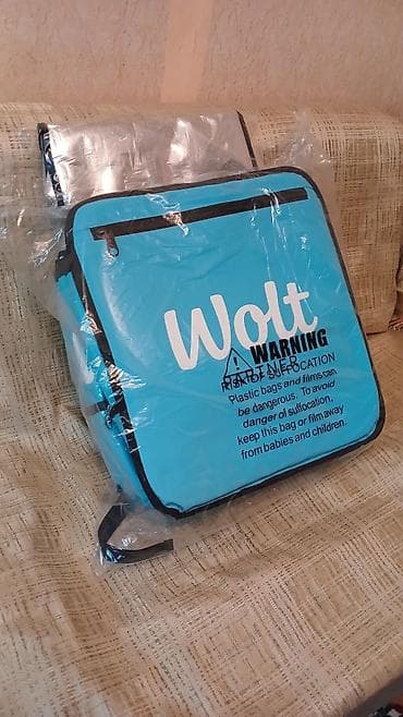 alfa term: Wolt Partner termal çatdırılma çantası - Rəng: mavi, qara haşiyəli - — 1