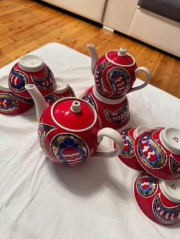 piyalə: Çay dəsti, rəng - Qırmızı, Farfor — 3