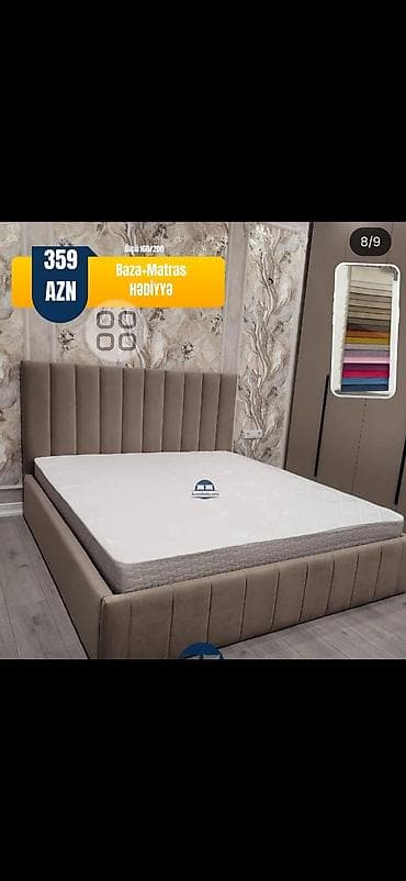 Yataq dəsti – baza + çarpayı başlığı, ölçü 160x200. - Yumşaq parça ilə lalafo.az -da Yataq dəsti – baza + çarpayı başlığı, ölçü 160x200. - Yumşaq parça ilə