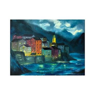 İdman və istirahət: 30x40 sm kətan üzərində yağlı boya ilə çəkilmiş rəsm əsəri. Metrolara — 1