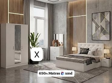 ayna qapi: Yataq otağı dəsti – müasir dizayn, ağ rəng Dəst tərkibi: - Yataq — 1