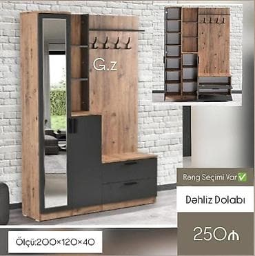 dolablar ucuz: Dəhliz dolabı – loft tərzində kombinasiya: təbii ağac teksturası və — 1
