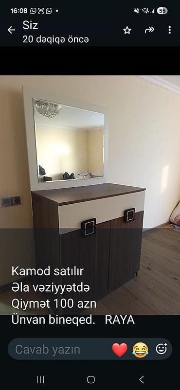 koridor ucun mebel: Kamod güzgü ilə birlikdə - Model: komod + iri güzgü - Rəng: qəhvəyi — 1