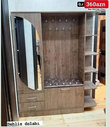 kombi ucun dolab: Dehliz üçün asılqanlı dolablar – güzgülü, oturacaqlı və çoxfunksiyalı — 3