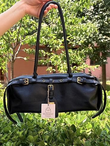 Сумки: Qadın çiyin çantası – Elegant Bags - Rəng: qara - Forma: uzun — 1