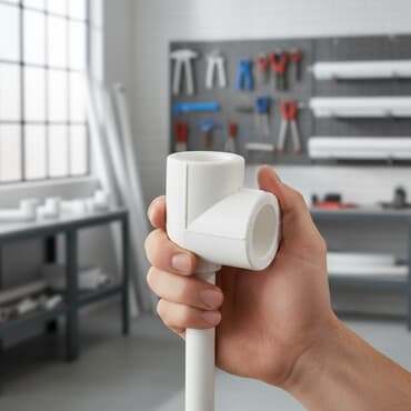 Bu, plastik boru kəmərləri sistemlərində 90 dərəcə bucaq altında