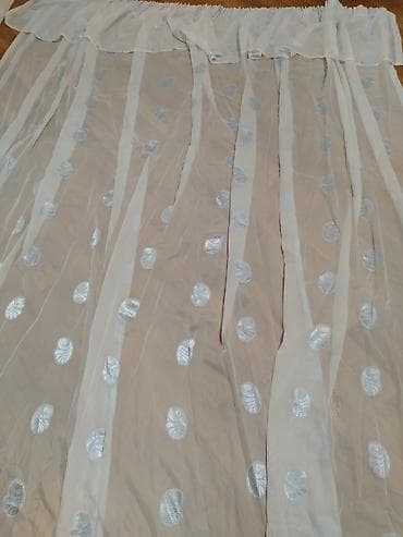 sintepon material: Tül pərdə – zərif naxışlı, ağ rəng - Material: yüngül, şəffaf tül - — 1