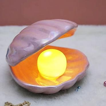 sine sekilleri: İnci İşıqlı İstiridye Masa Lampası - Dizayn: İstiridye qabığında inci — 2