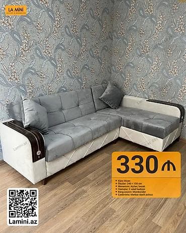 Künc Divan - Ölçülər: 240 × 150 sm - Mexanizm: Açılan, bazalı (yataq at lalafo.az Künc Divan - Ölçülər: 240 × 150 sm - Mexanizm: Açılan, bazalı (yataq