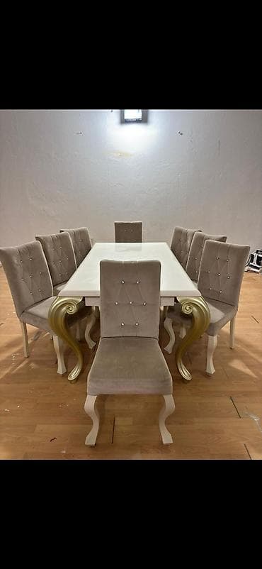 apilka satisi: Dördbucaq masa, 8 stul — 1