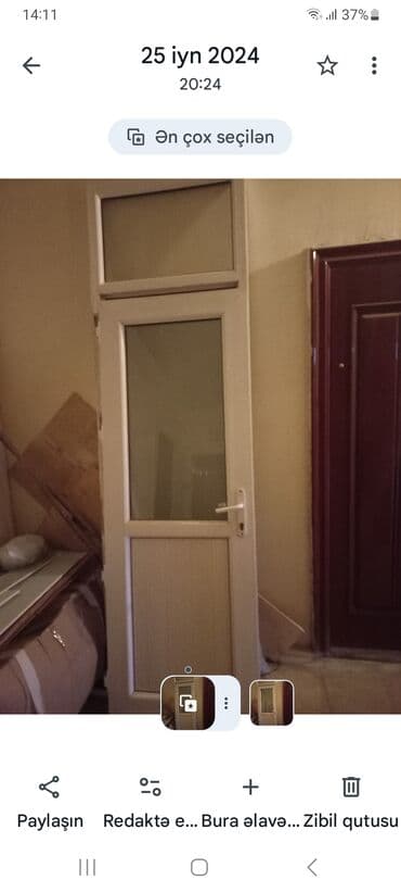 Döşəmə: PVC qapı – şüşəli üst bölmə ilə - Material: ağ rəngli PVC/profil - — 1