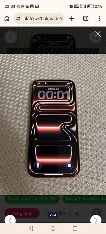iphone 11 pro kreditle: IPhone 17 Pro, 256 GB, Narıncı, Zəmanət, Qırıq, Barmaq izi — 4