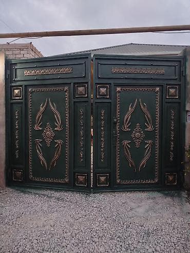 dekor soba: İşlənmiş Dəmir Həyət darvazası, Mexaniki, Qapı ilə, rəng - Yaşıl, Kredit yoxdur, Ödənişli quraşdırma, Ödənişli çatdırılma — 3