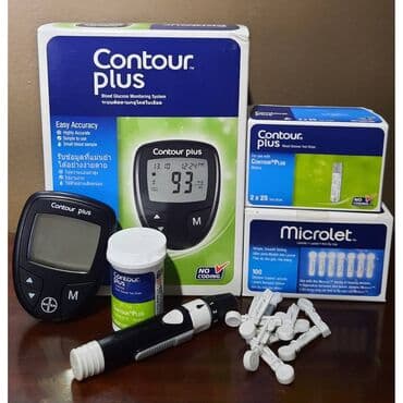 nimo şəkər aparatı: Contour Plus qan qlükoza ölçmə cihazı, barmaq dəlmə cihazı və Abt — 1