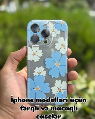 Müxtəlif iPhone modelləri üçün çiçək naxışlı, şəffaf keys. Bu keys