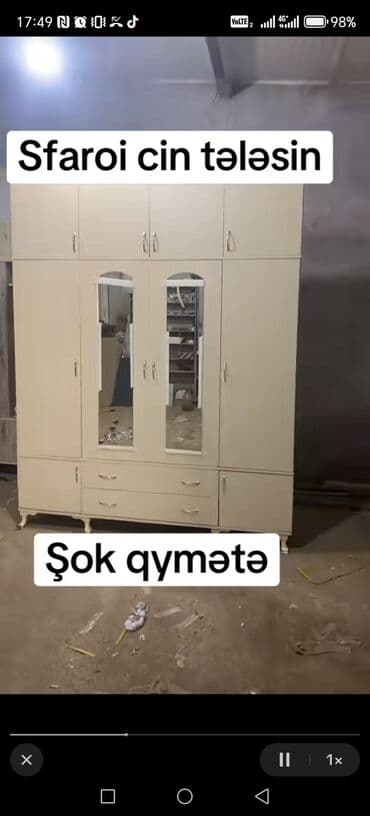 Açılan, 6 qapı Düz dolab, Qarderob, paltar dolabı